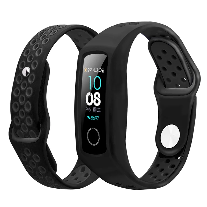 Двухцветный мягкий силиконовый ремешок для honor band 4/honor band 3 спортивный ремешок пористый вентиляционный цветной браслет honor band 4 ремешок