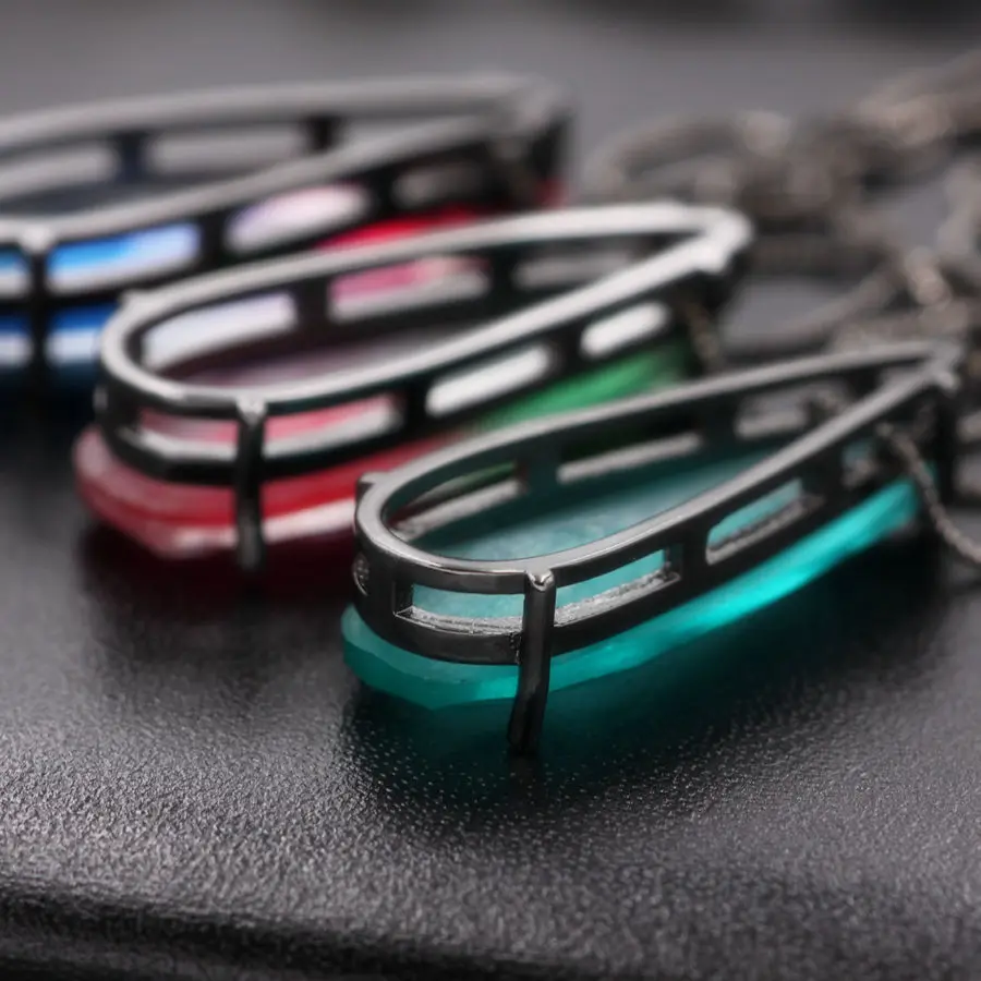 Long Chain Big Size Water Drop Pendant Necklaces For Women Fashion jewelry Multicolor Nature Stone Crytal Glass Pendant Necklace