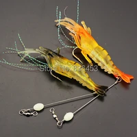 5pcs soft plastic lures luminous lure silicone simulation prawn shrimp fishing lure single fishing hook for spinner bait fishing