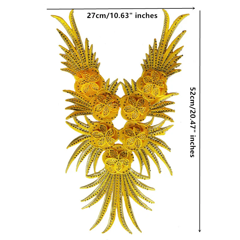 2 шт. декоративные нашивки для воротника с жёлтым бисером | Дом и сад