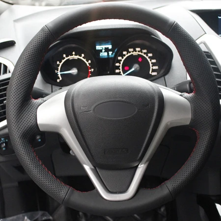 Style2 DIY ручная швейная крышка рулевого колеса автомобиля из замши для Ford Fiesta 2008-2013 Ecosport 2013- оплетка на руле - Название цвета: Style2