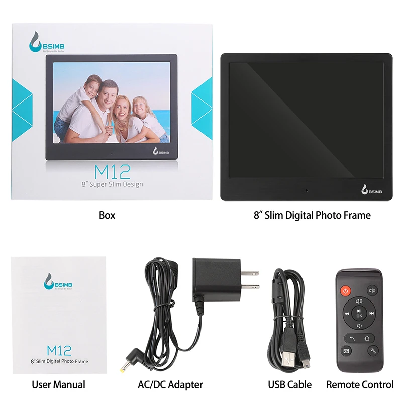 8 &quotЦифровая фоторамка HD TFT LCD 1024*768 Календарь Будильник цифровая MP3 MP4 Movie Player m12