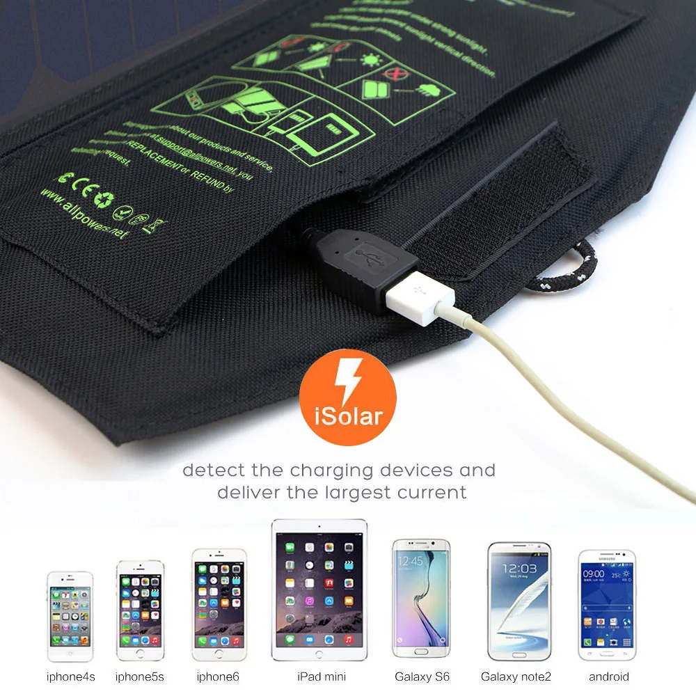 Солнечная батарея Power Bank 10 Вт Зарядное устройство для iPhone 6 6s 7 8 X Xr Xs max iPad Air mini Samsung