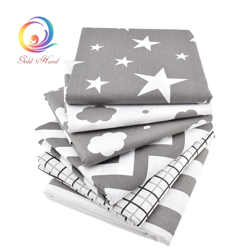 Хлопчатобумажная ткань с принтом Haisen 6 шт./лот саржевая Ткань для шитья кукол