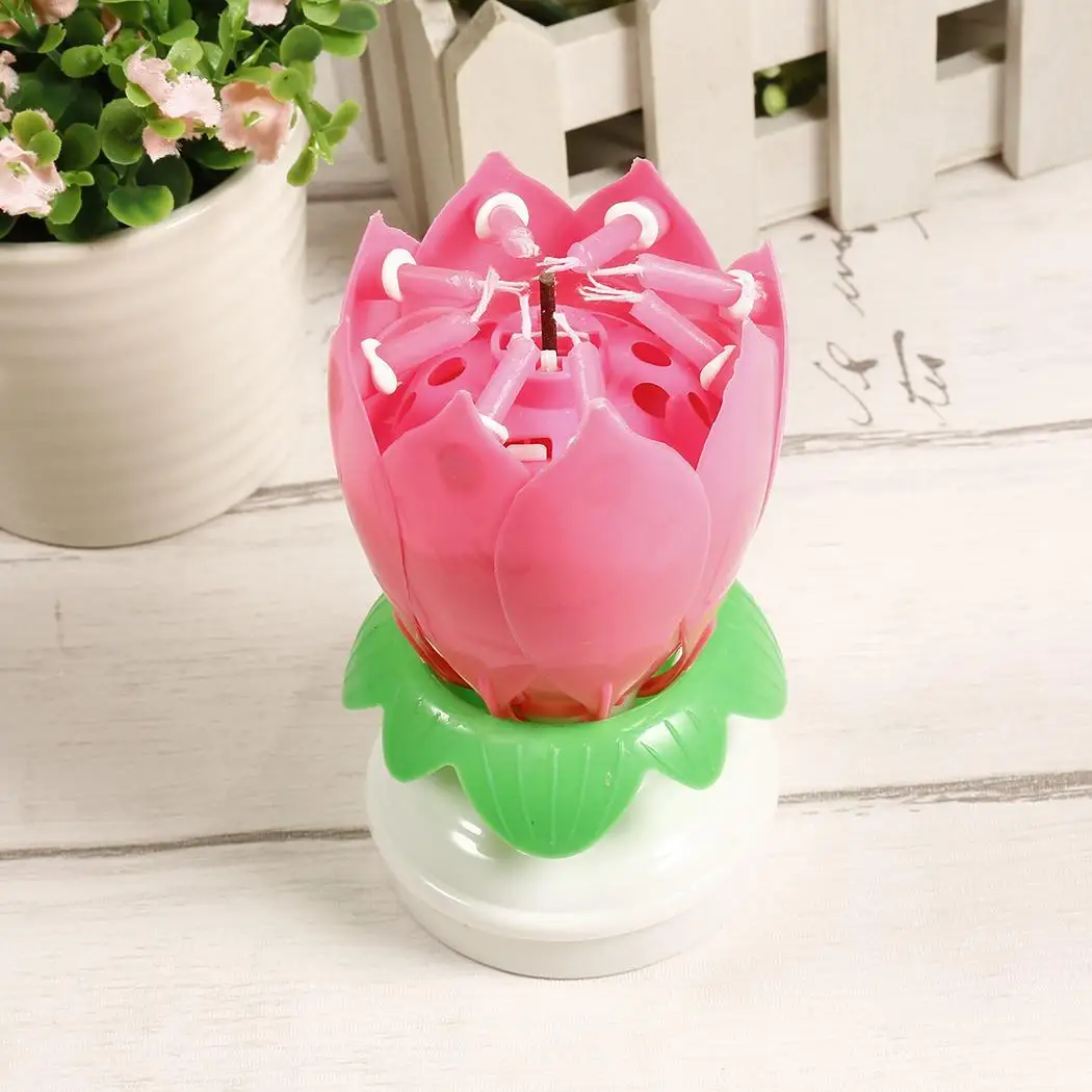 Инновационные вечерние Топпер для торта музыкальный цветок лотоса вращающийся с