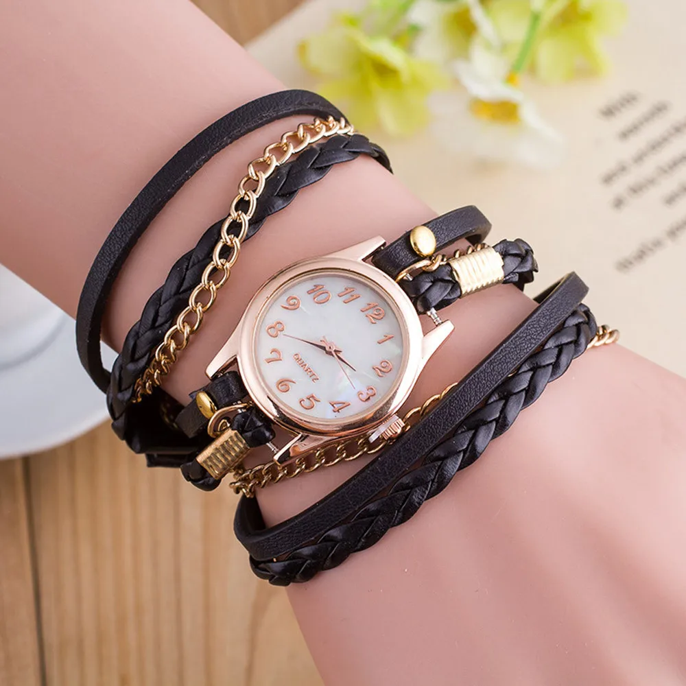 Montre Femme, новая мода, обмотка вокруг браслета, часы, синтетическая кожа, маленькая цепочка для платья, часы для женщин, Horloge Dames Bayan Saat# A
