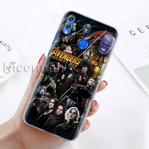 A-09 Чехол для телефона для Honor Y9 Y7 Y5 Y6 Y9 Honor 10 20 Lite 8X 8A Play прозрачный чехол Марвел Мстители Железный человек Капитан Америка Capa C - Цвет: A-09