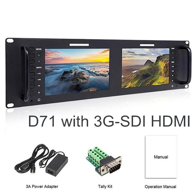 D71 Feelworld D71 7 дюймов ips 3RU камера lcd 3G-SDI HDMI вход выход в стойку монитор " 1280x800 вещания уровень качества монитор - Цвет: D71