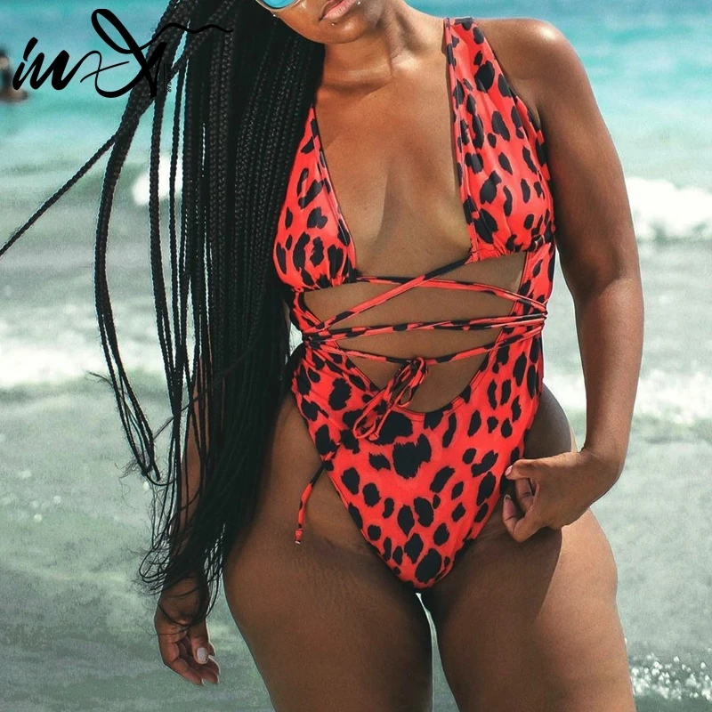 Женский купальник-монокини с леопардовым принтом In-X купальник-бикини большого