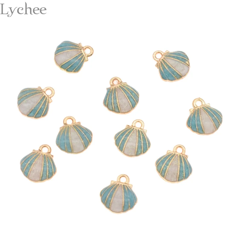Lychee 10 шт. трендовые цветные эмалированные Подвески в виде ракушки из сплава