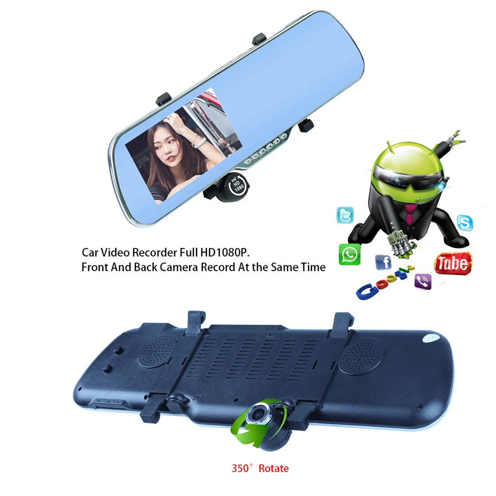 Автомобильный dvr 5 &quotAndroid камера с gps навигацией g сенсор WiFi Dash Cam зеркало заднего