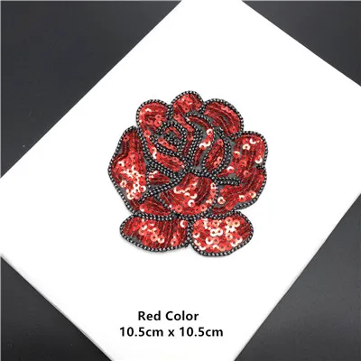 Red Color 5pcs 5 шт./лот железные нашивки для одежды DIY Цветочные нашивки с блестками для одежды наклейки с блестками швейные нашивки украшения - Цвет: Red Color 5pcs