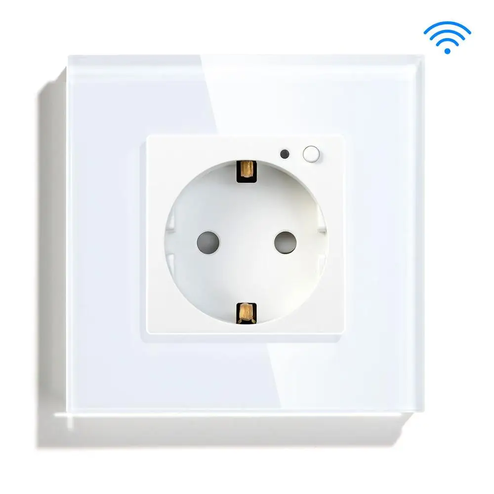 BSEED Wi-Fi настенная розетка стандарт ЕС умная розетка wifi розетка белый черный золотой цвета 86*86 мм - Тип: White Wall Socket