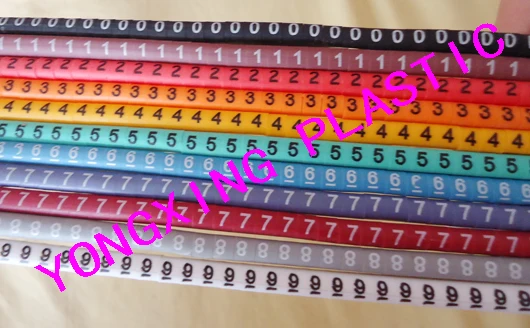

100pcs/lot freeshipping EC-1 2.5mm2 cable marker 0-9 different number colorful