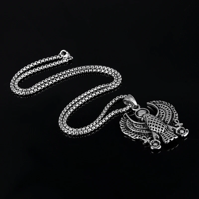 Hip Hop Rock Titanium Steel Egypt Ankh Cross Eagle Horus Pendants &amp Necklace for Men Jewelry Gold Silver Color Black | Украшения и