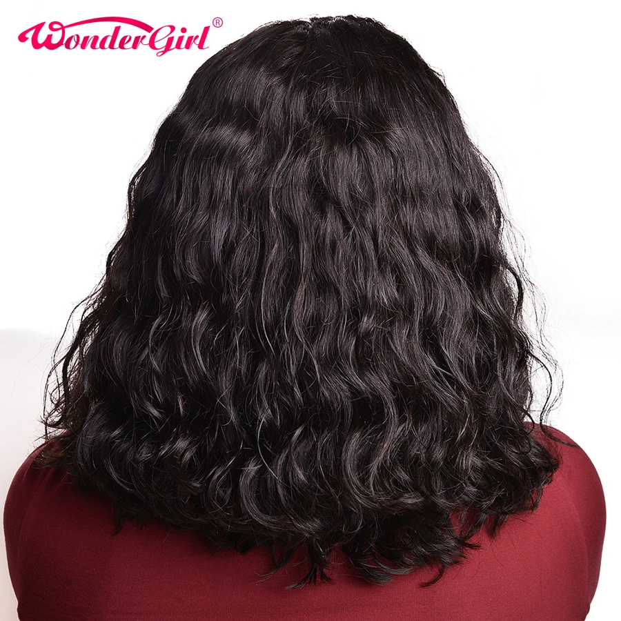 Перуанские вьющиеся парик Волосы remy короткие парики из человеческих волос 150% Плотность 13X6 Синтетические волосы на кружеве парики Wonder girl