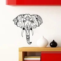 indian elephant face ganesha pattern wall sticker vinyl art elephant head wall mural for home bedroom wall art decor y 526