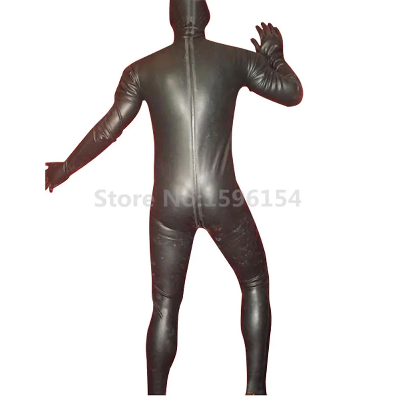 Модные Необычные резина латекса комбинезон черный Фетиш полное покрытие Zentai
