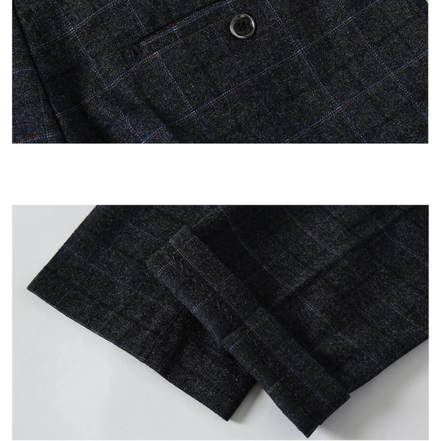 

2019 New style Fashion Male autumn slim fit Leisure suit pants/Men's High quality pure cotton grid Business trousers size 29-38