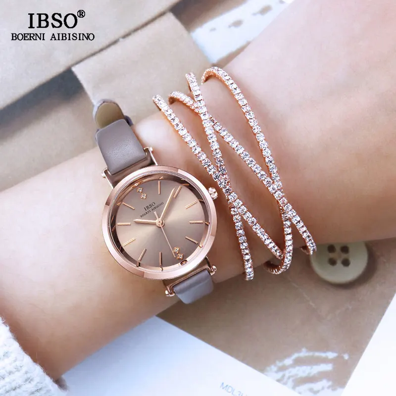 

IBSO Women's Quartz Watches Set Female Crystal Rhinestone Bracelet Quartz Watch Sets Luxury Women Watch Bangle Set For Birthday