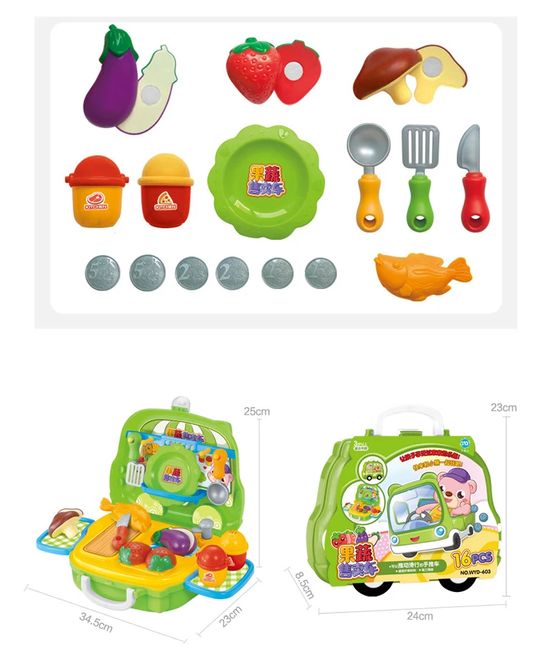 Сюжетно-ролевые игры, Playset Кухня посуда игрушечные чемоданчики моделирование быстрого Еда барбекю конфеты станции Портативный продукты магазин Box комплект