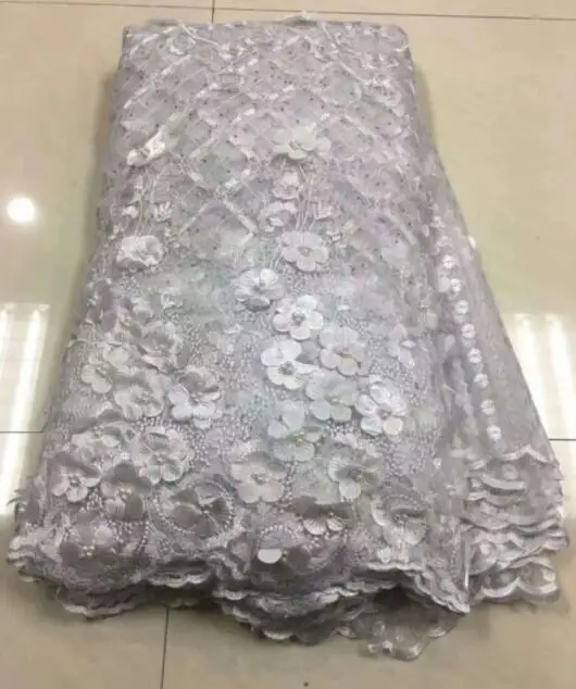 PWD18112801 african net lace fabric Green purple white pink embroidered tulle mesh with 3d flower | Дом и сад
