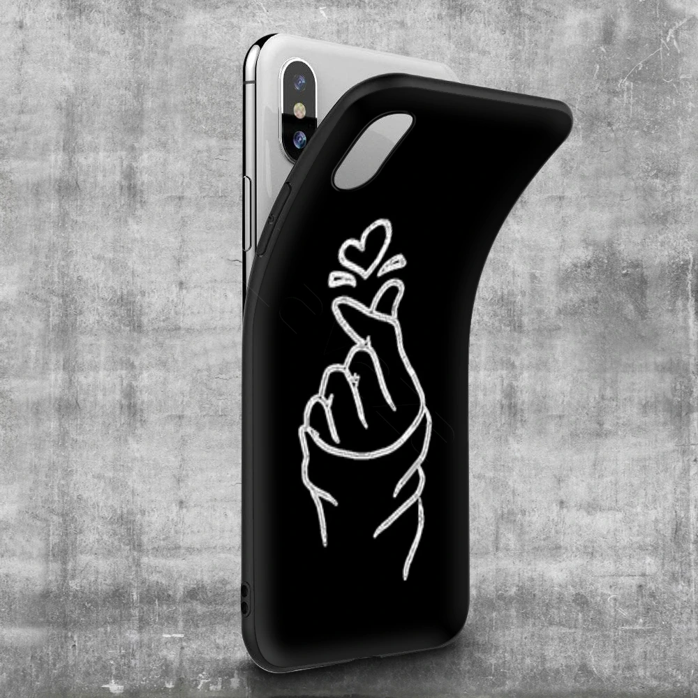 Lavaza Kpop Сердце Любовь палец чехол для iPhone 12 mini 11 Pro XS Max XR X 8 7 6 6S Plus 5 5s se | Мобильные