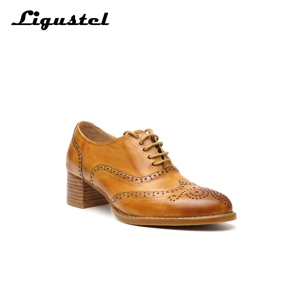 Женские оксфорды перфорированные кожаные женские броги винтажные повседневные