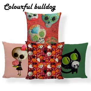 Наволочки для Хэллоуина с изображением сахарного черепа, украшение для дома в стиле модерн, рыбы, русалки, 18 х18 дюймов, льняная подушка