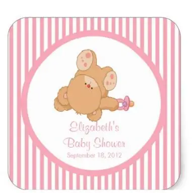 

1.5inch Cute Teddy Bear Baby Shower Square Sticker! Square Sticker 1