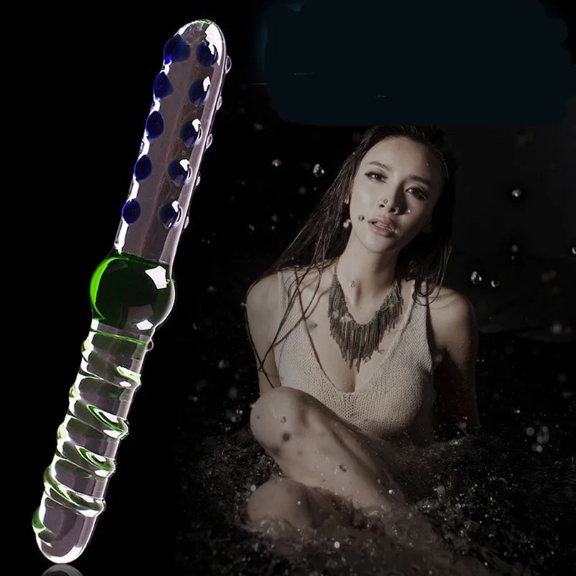 Фаллоимитаторы с двойной головкой из искусственного стекла Хрустальный пенис