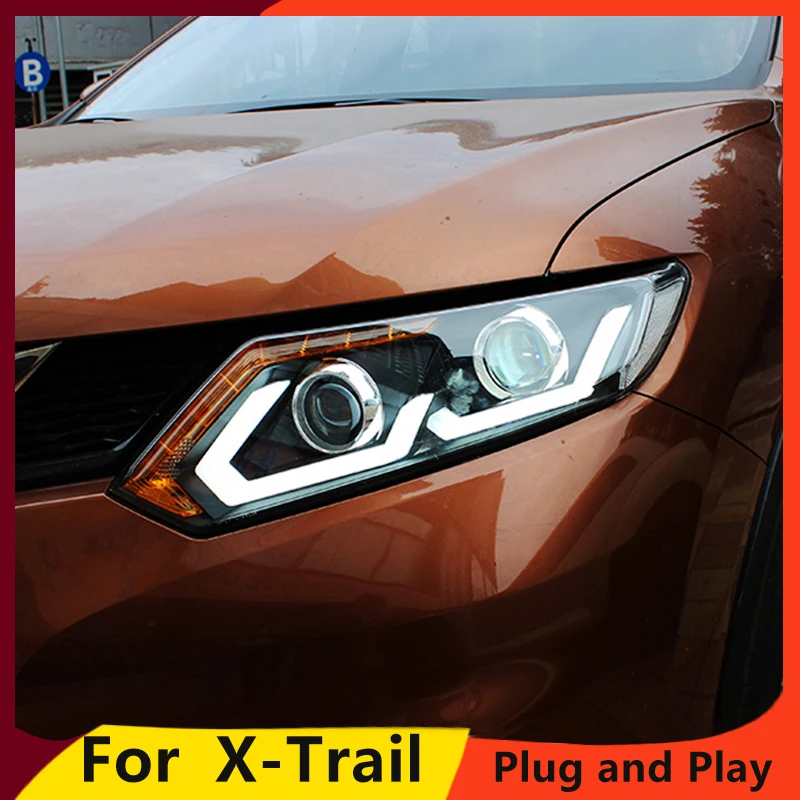 KOWELL автомобильный Стайлинг для Nissan X-Trail фары- для X-Trail светодиодный фонарь DRL Объектив двойной луч H7 HID Xenon bi xenon
