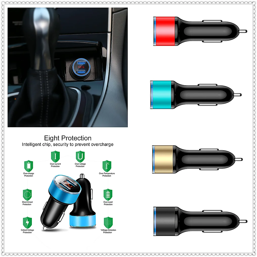 Автомобильное 3.1A светодиодное USB зарядное устройство 12 24V гнездо Зажигалка