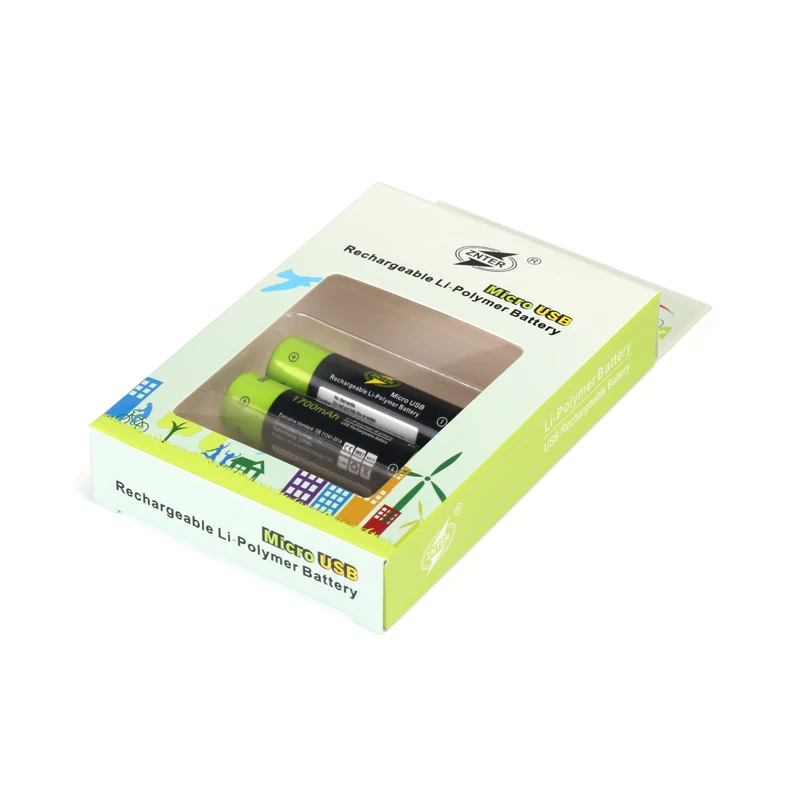 ZNTER 2/4 шт 1,5 V AA Перезаряжаемые Батарея 1700 мАч зарядка через usb литий-полимерный Батарея акумуляторная батарея с микро-зарядка через usb кабель Прямая поставка