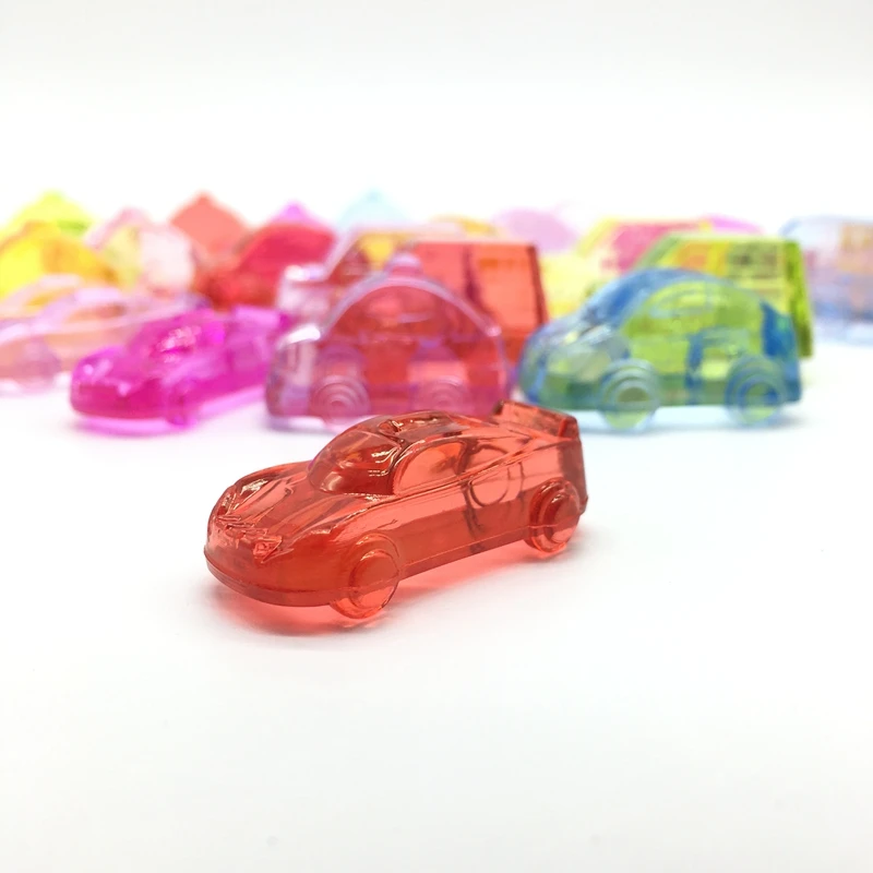 Акриловая прозрачная красочная игрушка бусины в виде автомобилей для детей, играющих, рамка отсутствует отверстие украсить малыш коробка спортивный автомобиль Популярные 4 шт./пакет