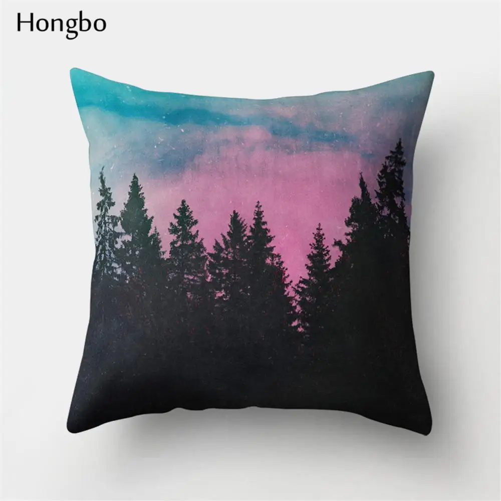 3 Чехол для подушки Hongbo, 1 шт., разноцветный, масляной, Лесной рисунок, горная волна, полиэстер, наволочка, чехол для дивана - Цвет: 3