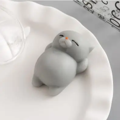 grey cat Игрушка Мягкий кот милые животные антистрессовый мяч сжимающий поднимающийся Моти антистресс облегчение игрушки Abreact мягкий липкий сквиши Забавный подарок - Цвет: grey cat