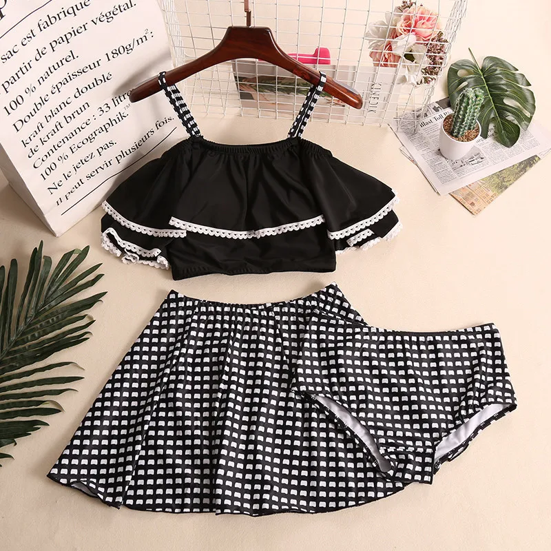 Bandeau Swimwear Women Ruffle Bathing Suit Swim Wear Femme High Waist Swimsuit Ladies Sexy Push Up Beach Dress 3PCS M-XL