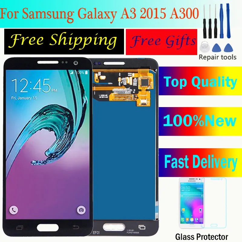 ЖК дисплей и тачскрин в сборе для Samsung Galaxy A3 2015 A300 A3000 A300F A300M с регулируемой