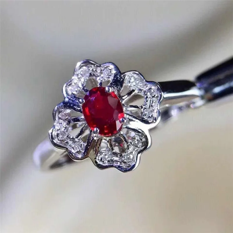 Trendy Natural Burma ruby Rings for Women Party Engagement 0.45Ct heated Genuine gemstones Fine jewelry 925 Sterling Silver #490 | Украшения