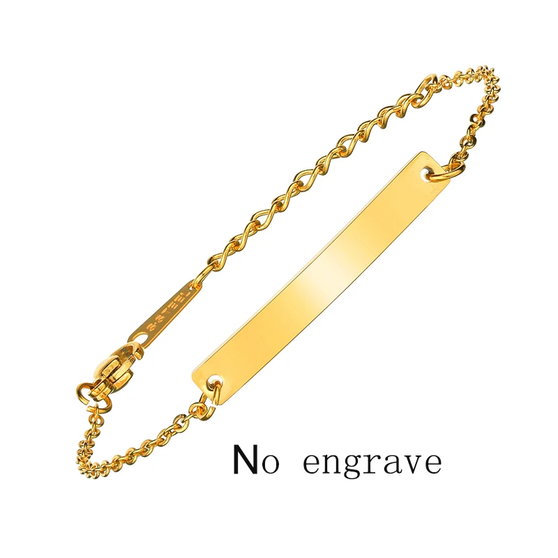 Good No Engrave UZone Baby Custom Name Bracelet Stainless Steel Adjustable Toddler Child ID Personalized Engraved Bar Girl Boy Gift BFF - Окраска металла: Good No Engrave