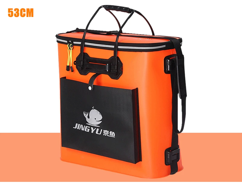 53cm Orange Портативный сумки для рыбалки рыбы ведро шестерни для армирования утолщение EVA ведро складной Открытый Кемпинг пеший Туризм ведро 42/48/53 см - Цвет: 53cm Orange