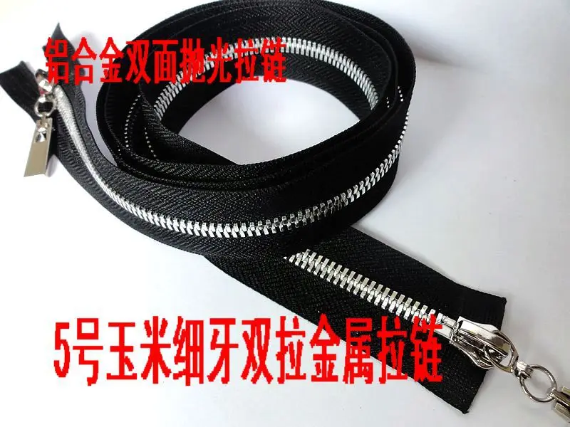 5 # полированная металлическая молния черные тканевые белые зубы 85 см 2 шт./лот