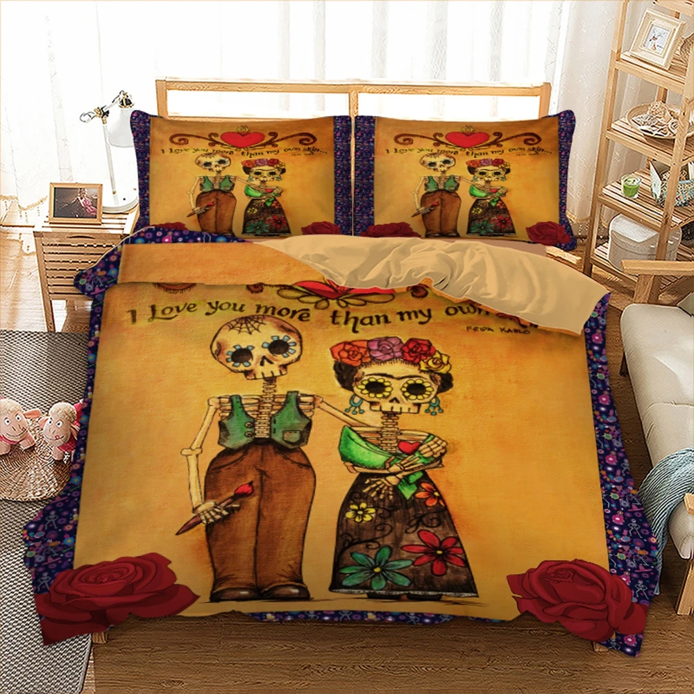 Cute Skull Lover Bedding Set Single Double Duvet Cover With Pillowcases Twin Full Queen King Home Bedclothes For Adult | Дом и сад