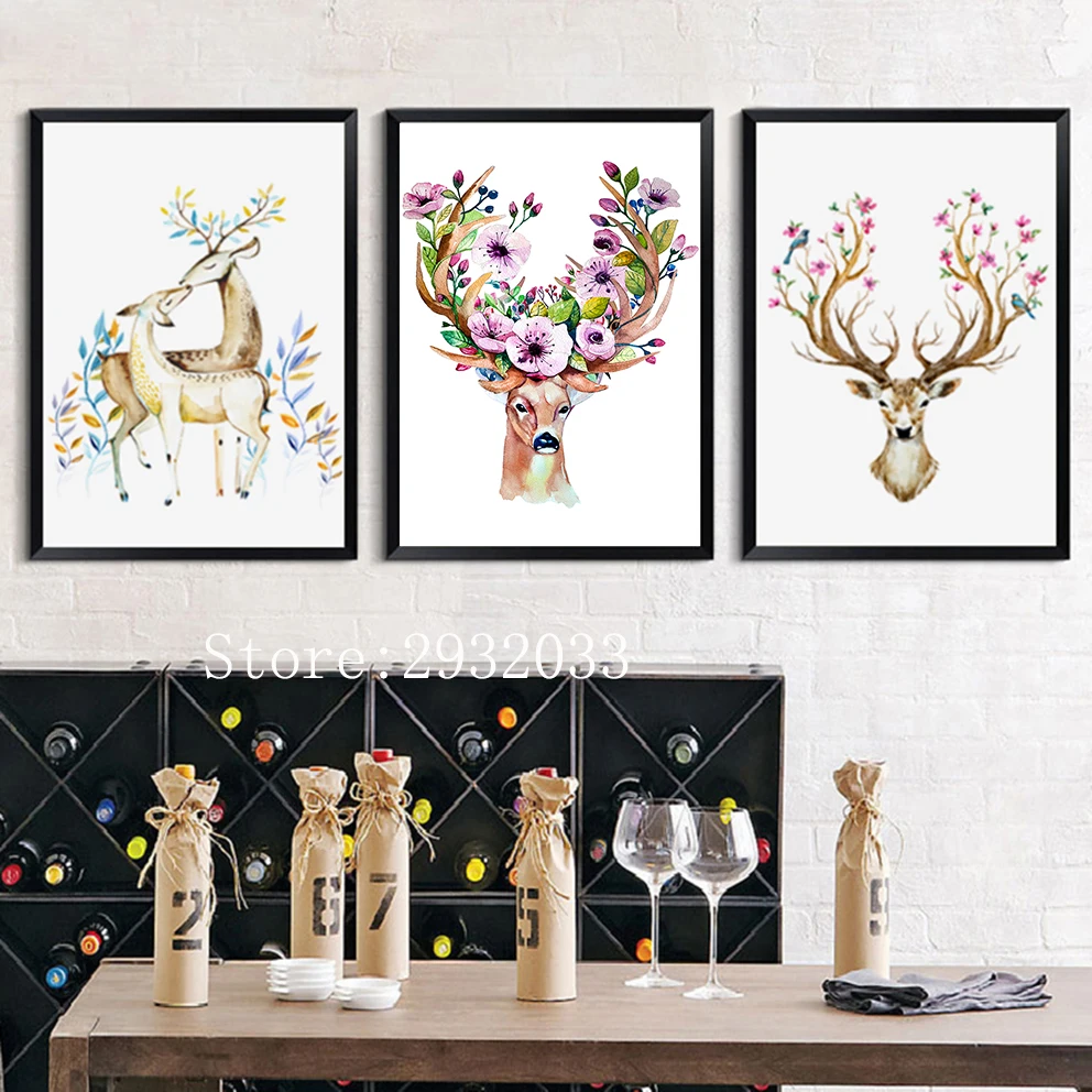 Абстрактная картина головы оленя в скандинавском стиле Художественная Картина