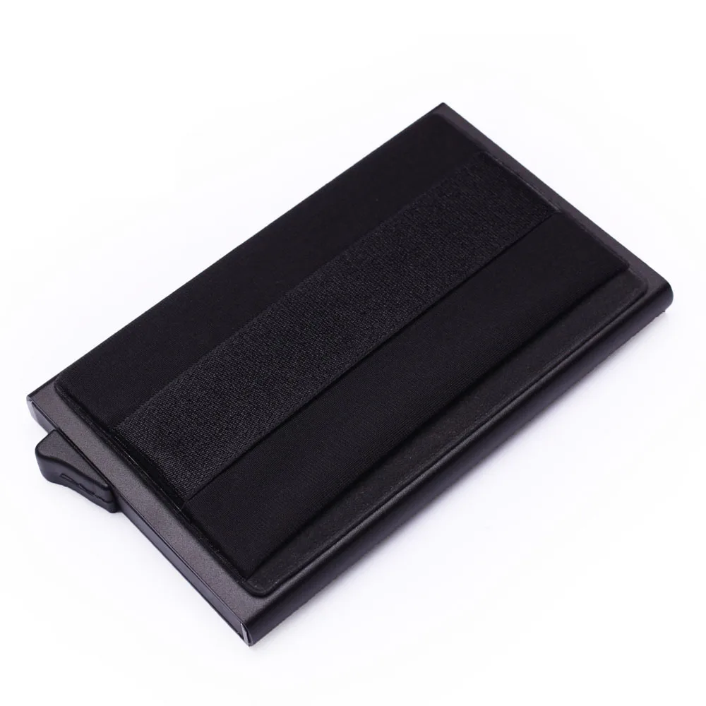 Black-c Алюминиевый кошелёк с задним карманом ID карты держатель RFID Блокировка мини тонкий металлический кошелек автоматический всплывающий кредитный Кошелек для монет, карт - Цвет: Black-c