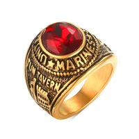gold tone us marines ring men stainless steel red rhinestone wedding bands engagement ring men jewelry alliance r495g