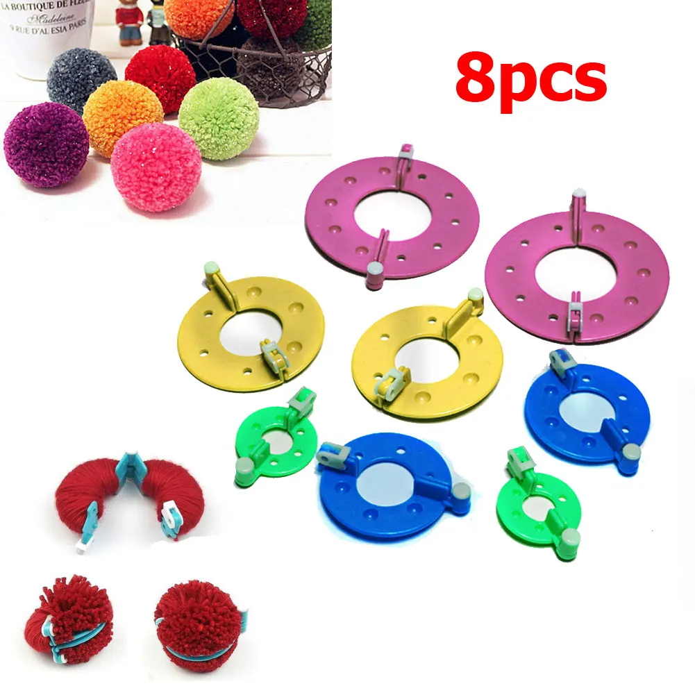 Мяч ткач 8 шт. 4 размера набор помпонов пластиковый Pom Maker Клевер пух инструмент для