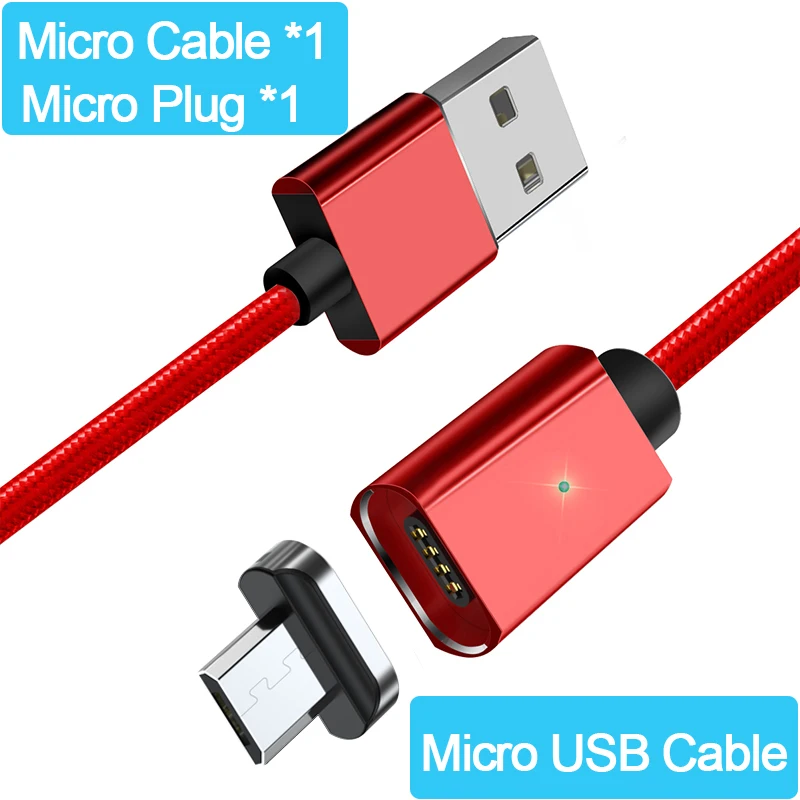 Essager Магнитная Зарядное устройство Кабель с разъемом микро-usb типа C для samsung Huawei OnePlus 6 т LG Тип-C Магнит данных Быстрая зарядка через usb кабель - Цвет: Red Micro Cable