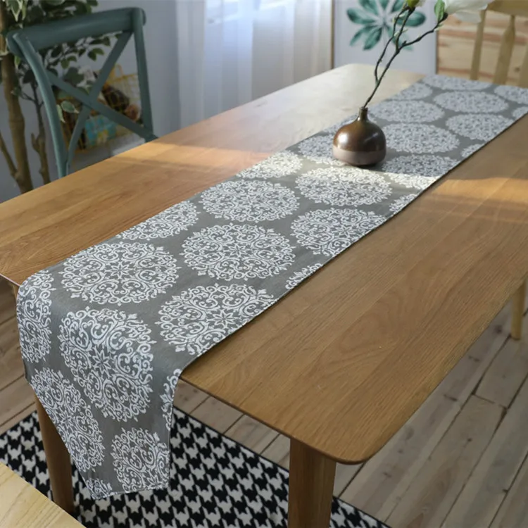 Белая большая настольная дорожка с цветами Decoracion Mesa Hogar из хлопка и льна Chemin De Table Tafelloper вечерние свадебные украшения